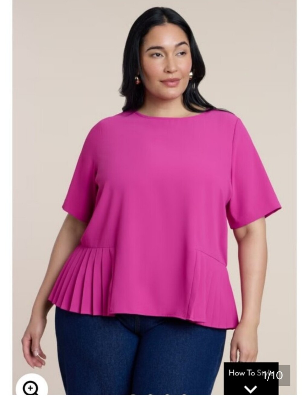 Eloquii Plus Size Bright Pink Peplum Blouse - Size 16